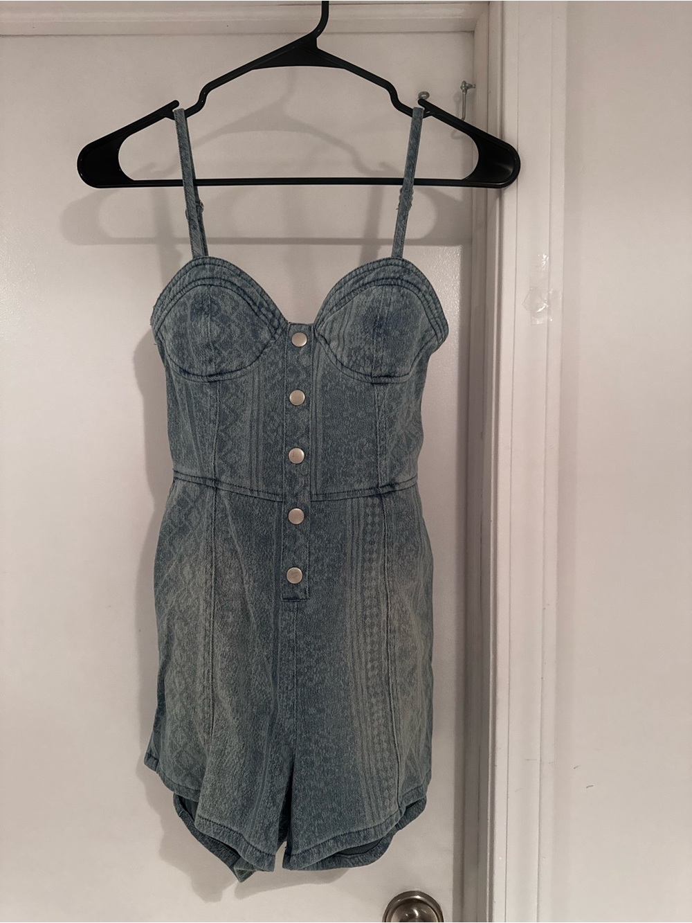 Jessica Simpson Y2K Denim Bustier Romper XS Open Back 2000s